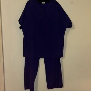 Cherokee Workwear Deep Purple Scrub Pants and Shirt